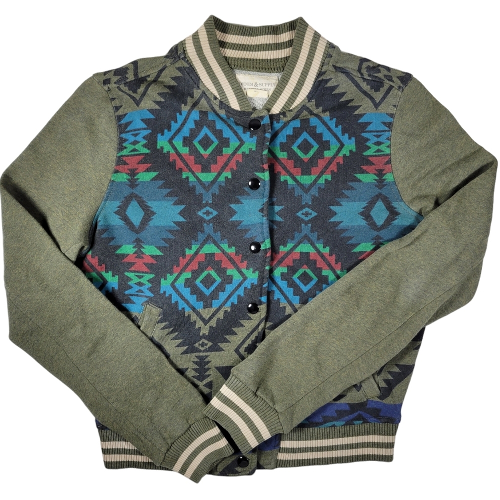Denim And Supply Ralph Lauren Youth Size Large Aztec Print Snap Coat